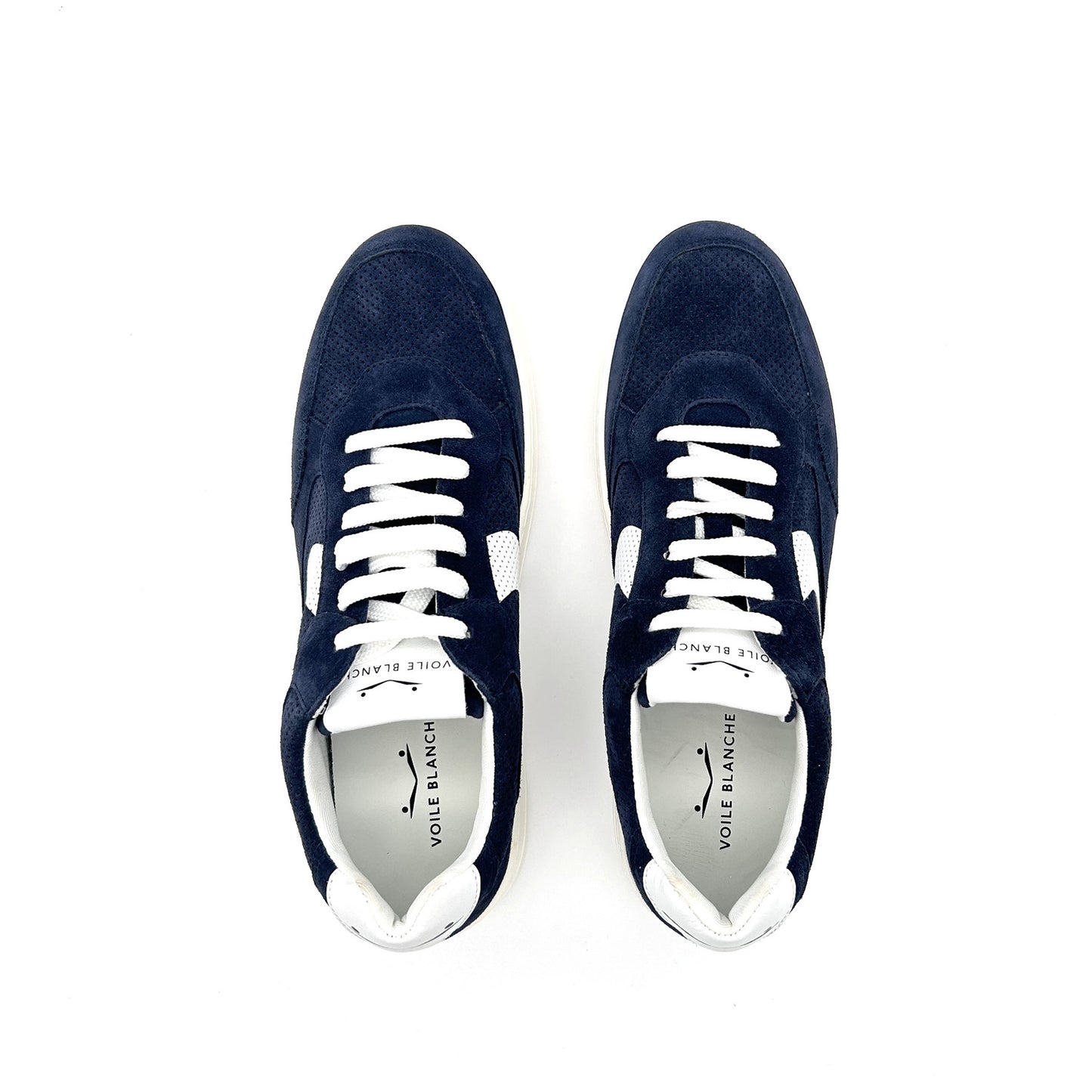 Voile Blanche Sneakers Suede Perforato e Pelle