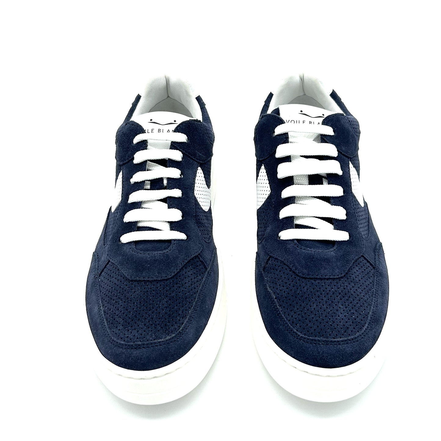 Voile Blanche Sneakers Suede Perforato e Pelle