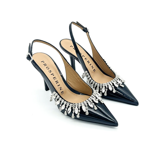 PROSPERINE Slingback Pelle Verniciata e Swarovski
