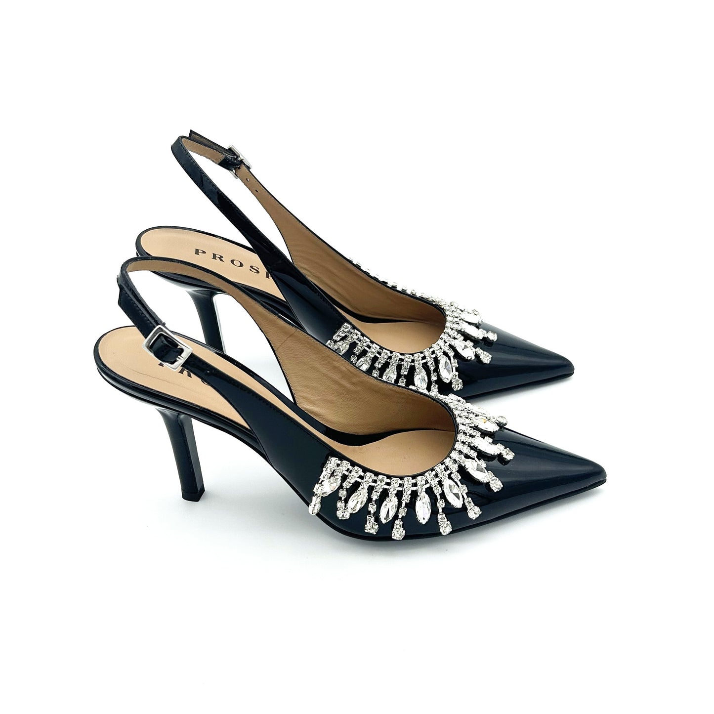 PROSPERINE Slingback Pelle Verniciata e Swarovski
