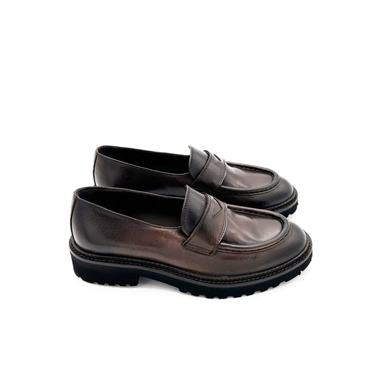 ETÈRA Mocassini Pelle Fondo Roccia